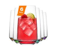 NORDIC SCHILLER Grand Verres à Eau avec Base Colorée Lot de 6, 480ml 100% SANS PLOMB Verres à Cocktails, Verres à Longdrink, Lavables au Lave-vaisselle, Highball Glasses, Verre à Jus, Verre Caipirinha