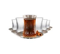 NORDIC SCHILLER Lot de 12 verres à thé turcs de 170 ml (6 verres, 6 soucoupes, 6 personnes)