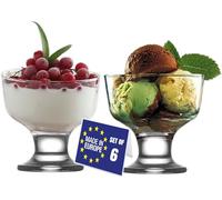 NORDIC SCHILLER Premium Coupes à Glace en Verre Lot de 6 285ml 100% SANS PLOMB Verrines à Pied, Plats à Sundae, Verres à Crème Glace Pudding Dessert, Ice Cream Bowls, Dessert Bowls