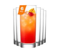 NORDIC SCHILLER Premium Verres Highball Lot de 6, 100% SANS PLOMB 360 ml Verre Long, Verre à Jus, Verres à Cocktail Hauts, Grands Verres à Eau, HiBall, Highball Glasses