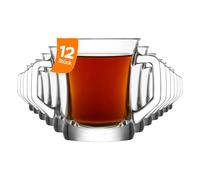NORDIC SCHILLER Tasse a Cafe en Verre Avec Anse, 220ml Lot de 12 100% SANS PLOMB Verres à Café, Tasse à Thé, Verres à Thé et à Café Latte Macchiato Moka, Verre à vin Chaud, Tasse en Verre Transparent
