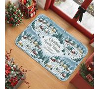 Nordic Village Winter Wonderland Tapis décoratif de Noël 60 x 0,9 m | Maisons enneigées, arbres à feuilles persistantes, chemins sinueux, décoration d'entrée saisonnière, chalet confortable et