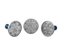 Nordic Ware Lot de 3 tampons à biscuits flocon de neige en fonte d'aluminium robuste, fabriqué aux États-Unis, robuste et durable, gris/bleu