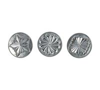 Nordic Ware Lot de 3 tampons à biscuits plissés en fonte d'aluminium robuste fabriqué aux États-Unis, poignées en bois, argenté 01237