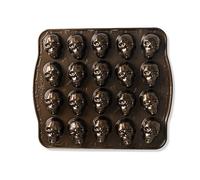 Nordic Ware - Moule à gâteau, moule à pâtisserie - Moule 20 mini Têtes de mort Bronze - Revêtement antiadhésif - Fonte d'aluminium