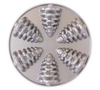 Nordic Ware - Moule à gâteau, moule à pâtisserie - Moule 6 mini sapins Silver - Revêtement antiadhésif - Fonte d'aluminium