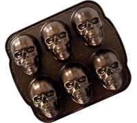 Nordic Ware Spuk Totenkopf-Muffins, aluminium, bronze, moule à gâteau en forme de crâne hanté