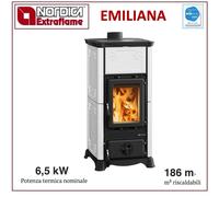 Poêle à bois La Nordica Emiliana 6,5 kW Habillage extérieur Majolique Blanc brillant