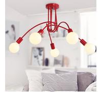 Nordique Géométrie Lampe Suspensions Lustre Plafonniers en Fer Eclairage de Plafond pour Salle à Manger Salon Magasin, Rouge