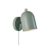 Nordlux Applique murale orientable Gaston, en fer couleur vert poudré et bois d'hévéa, 19,5 cm, E27, 15W