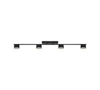Nordlux CLYDE 4 Rail Spoterie avec LED intégrée en métal noir, lumière blanc chaud 2700k IP20