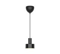 Nordlux Matis Suspension - Abat-jour compact en métal avec douille E27 - 12,5 cm de diamètre - 200 cm de câble noir - Noir