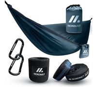 NORDMUT® Hamac Ultra Léger Outdoor [avec Kit de Fixation] - Hamac de Camping avec Kit de Protection des Arbres pour Camping, Outdoor et Jardin - Charge Max 300 kg (Bleu, 170 x 300 cm)