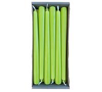 Nordring Lot de 12 bougies pointues - 2,3 x 25 cm - Citron vert - Certifié RAL - Anti-goutte et faible fumée - Durée de combustion d'environ 8 heures - Décoration de table et chandelier