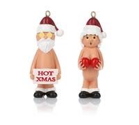 Nordstern Lot de 2 décorations de Noël en forme de Père Noël nu - Décoration amusante pour sapin de Noël, pendentif pour arbre de Noël - Figurines de Père Noël en décoration d'arbre 5,5 cm