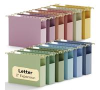 NORDUN Lot de 12 dossiers suspendus de format lettre extra capacité de 5,1 cm en plastique extensible pour armoire, bureau, maison, dossiers à suspendre robustes avec onglets, pastel