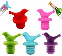 Norhogo Lot de 5 bouchons à vin - En silicone - Réutilisables - Petit oiseau - Champagne - Pour fête de bar