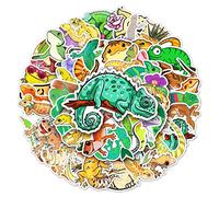 Norinoya Lot de 50 autocollants lézard - Autocollants à collectionner pour cadeau d'anniversaire, décoration de gâteau, ordinateur portable, skateboard, bouteilles d'eau, pare-chocs, casque,