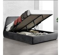 Norka lit coffre - 140x190 cm - velours gris