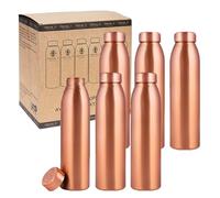 NORMAN JR.Coffret cadeau de 6 bouteilles d'eau en cuivre pur (1L), finition lisse;ensemble de bouteilles en cuivre ayurvédiques pour hommes et femmes. Idéal pour la fête des Pères, la fête des Mères