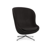 Normann Copenhagen Fauteuil Hyg cuir ultra 41580 anthracite. pied pivotant en aluminium
