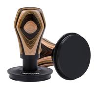 Normcore Tamper à café expresso V4 de 58,5 mm, tampon à ressort avec revêtement PVD en titane et base plate, ressorts de rechange de 6,8 kg/11,3 kg/13,6 kg, poignée en bois coloré