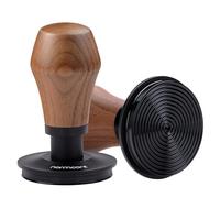 Normcore Tamper à café V4.1 de 53,3 mm avec retour sonore clic, tampon à ressort avec revêtement PVD en titane et base ondulée pour porte-filtres Breville Sage 54 mm, poignée en noyer américain