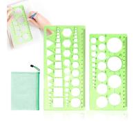 Normographe Geographie, 1-18cm Gabarits de Mesure Plastique Vert Gabarit Géométrique Equerre Dessin pour la Mesure de la Peinture école D'architectes, avec Sac A5 à Fermeture à Glissière (2)