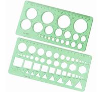 Normographe Géographie 2 Pièces, Règle Pochoir et Trace Cercle pour Croquis | Plastique Transparent Résistant, Graduations Métriques Précises, Multiples Symboles et Ellipses, Usage Lycée et Cartographie