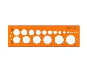 Normographe minerva cercles impairs/pairs standard n.18 pochoir diamètre 1mm à 30mm en plastique coloris orange