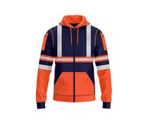 NOROZE Sweat à Capuche Homme Haute Visibilité avec Bandes Réfléchissantes, Sweat Zippé Sécurité avec Poches Zippées, Vêtement de Travail Durable et Confortable, Disponible S à XXL