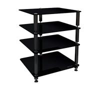 NorStone Bergen Meuble Hifi 4 tablettes modulables Pointes et Contre-pointes Finition Noir Laqué