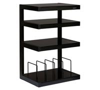 Norstone Esse Vinyl Meuble HiFi pour Platine Vinyle et Vinyles à 4 Niveaux en Verre Noir