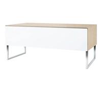 Norstone - Table double plateaux - Pour écrans plats jusqu'à 60'' - Fixable au mur - Modulable - Blanc/Chêne