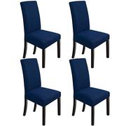 NORTHERN BROTHERS Lot de 4 Housses de Chaise pour Salle à Manger, hôtel, cérémonie, lavables, très ajustées, Bleu Marine