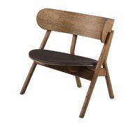 Northern Chaise lounge Oaki assise en cuir Chêne fumé