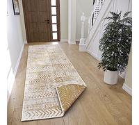NORTHRUGS Biri Tapis d'intérieur et d'extérieur réversible tissé Plat Design bohème, certifié Öko-Tex, résistant aux intempéries et aux UV, pour Balcon, terrasse, Jardin, Ocre, 80 x 350 cm