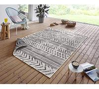NORTHRUGS Biri Tapis pour l'intérieur et l'extérieur, réversible, résistant aux intempéries, Style bohème, Vintage, pour Balcon, terrasse, Jardin, Jardin d'hiver, imperméable, en Noir et crème, 160 x