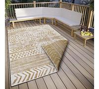 NORTHRUGS Biri Tapis réversible d'intérieur et d'extérieur tissé Plat, Design bohème, certifié Öko-Tex, résistant aux intempéries et aux UV, pour Balcon, terrasse, Jardin, Ocre, 200 x 290 cm
