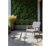NORTHRUGS Bowen Tapis d'intérieur et d'extérieur Rond, Moderne, tissé à Plat, réversible, avec Design Arc, certifié Öko-Tex résistant aux intempéries et aux UV, pour Balcon, terrasse, Jardin, Noir et