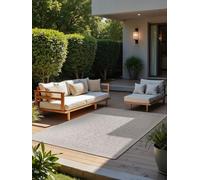 NORTHRUGS Kona Tapis d'intérieur et d'extérieur Classique réversible à Tissage Plat résistant aux intempéries et aux UV - pour Balcon, terrasse, Jardin - Blanc Gris - 120 x 170 cm
