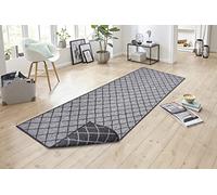 NORTHRUGS MALAGA Tapis d'intérieur et d'extérieur, réversible, résistant aux intempéries, motif géométrique moderne, pour balcon, terrasse, jardin, véranda, cuisine, salon, imperméable, couleur argent