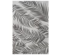 NORTHRUGS Palmera Tapis d'extérieur (70 x 200 cm, Motif Floral, 100% polypropylène, résistant et Facile d'entretien, résistant aux Rayons UV, Salon, Balcon, terrasse, Jardin) Noir/crème, 70 x 200 cm