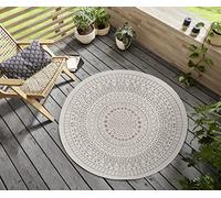 Northrugs Porto Tapis Rond réversible imperméable à l'eau Motif Mandala Résistant aux intempéries, pour Balcon, terrasse, Jardin, Salon, en Lin, diamètre 100 cm