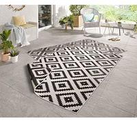 NORTHRUGS Tapis d'extérieur réversible Malte résistant aux intempéries - Motif géométrique Moderne - pour Balcon, terrasse, Jardin, Jardin d'hiver, Salon - en polypropylène imperméable - Noir/crème -