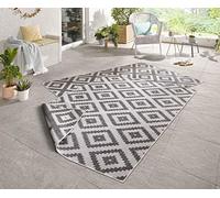 NORTHRUGS Tapis d'extérieur réversible Malte résistant aux intempéries - Motif géométrique Moderne - pour Balcon, terrasse, Jardin, Jardin d'hiver, Salon - en polypropylène imperméable - Gris/crème -