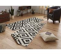 NORTHRUGS Tapis d'extérieur réversible Malte résistant aux intempéries - Motif géométrique Moderne - pour Balcon, terrasse, Jardin, Jardin d'hiver, Salon - en polypropylène imperméable - Noir/crème -