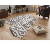NORTHRUGS Tapis d'extérieur réversible Malte résistant aux intempéries - Motif géométrique Moderne - pour Balcon, terrasse, Jardin, Jardin d'hiver, Salon - en polypropylène imperméable - Gris/crème -