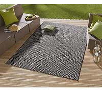 NORTHRUGS Tapis d'intérieur et d'extérieur à carreaux 80 x 150 cm - Résistant aux intempéries - Motif géométrique moderne à carreaux - Tapis de couloir pour balcon, terrasse, jardin, jardin d'hiver, salon - Imperméable en noir
