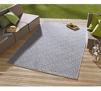 NORTHRUGS Tapis pour l'intérieur et l'extérieur - 140 x 200 cm - Résistant aux intempéries - Moderne - Motif géométrique à carreaux - Pour balcon, terrasse, jardin, jardin d'hiver, salon - Imperméable